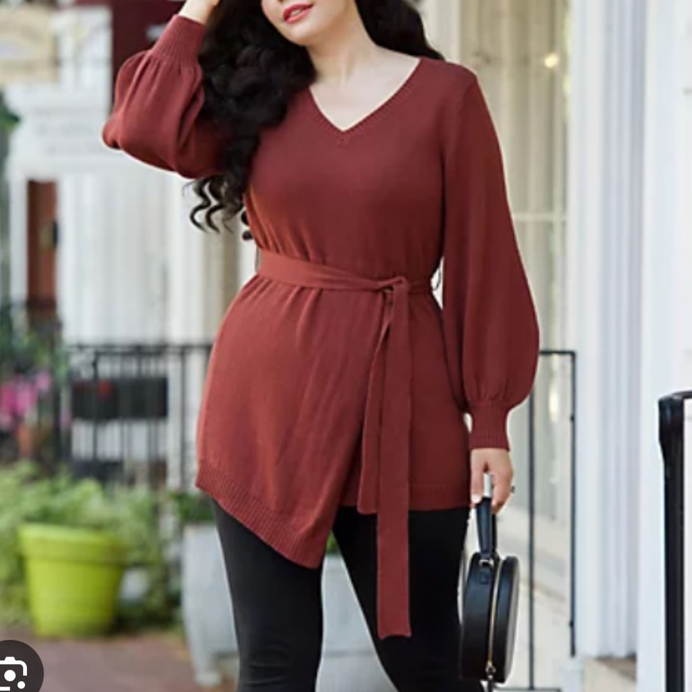 Girl With Curves Faux Wrap Sweater